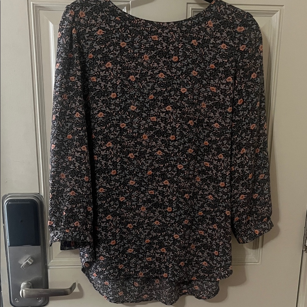 LOFT Black and Pink Floral Design L